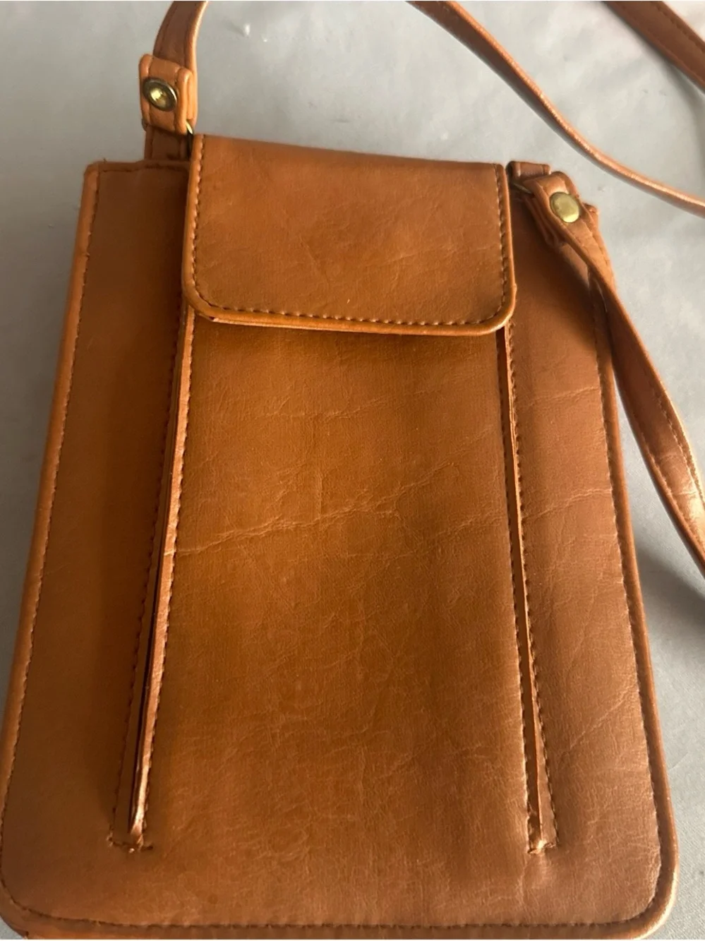 Copper Creek Chestnut Small Leather Messenger Crossbody with Embossed Logo